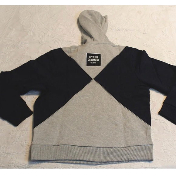 🆕OPENING CEREMONY X GAP X GQ GREY GREEN & BLUE SZ MED PLAID DIAMOND LOGO HOODIE - Picture 3 of 3